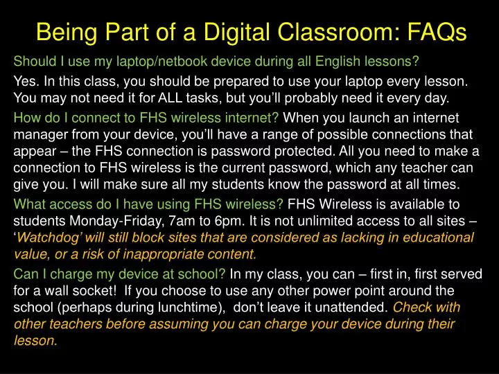being part of a digital classroom faqs