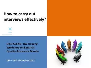 DIES ASEAN- QA Training Workshop on External Quality Assurance Manila