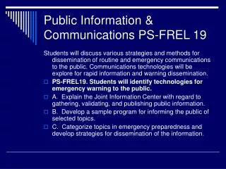 Public Information &amp; Communications PS-FREL 19