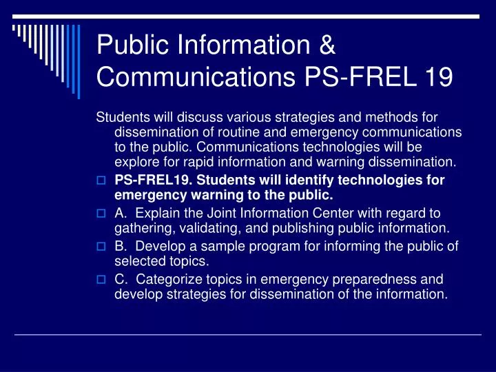 public information communications ps frel 19