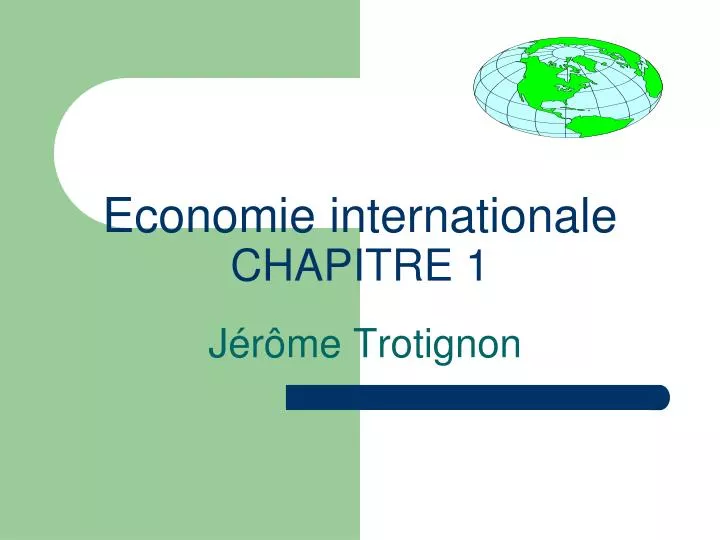 economie internationale chapitre 1