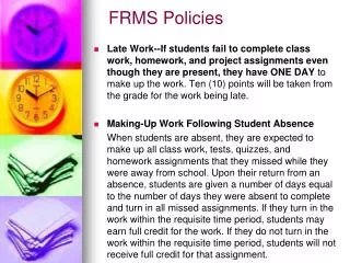 FRMS Policies