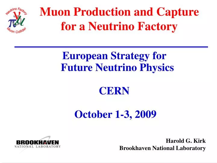 muon production and capture for a neutrino factory
