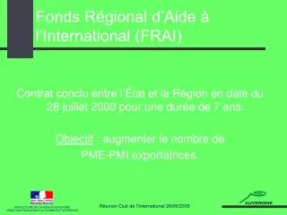 fonds r gional d aide l international frai