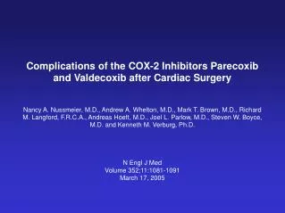 Complications of the COX-2 Inhibitors Parecoxib and Valdecoxib after Cardiac Surgery