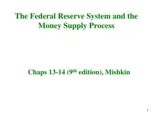 The Federal Reserve System and the Money Supply Process