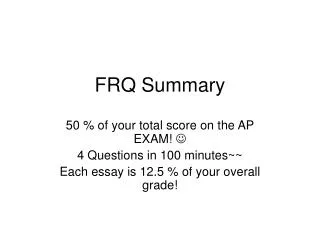 FRQ Summary