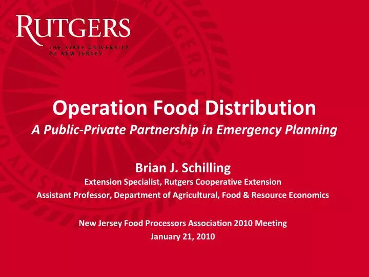 operation food distribution a public private partnership in emergency planning