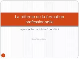 la r forme de la formation professionnelle