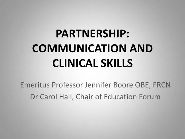 partnership communication and clinical skills