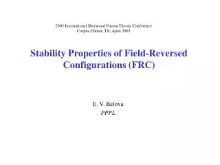 Stability Properties of Field-Reversed Configurations (FRC)