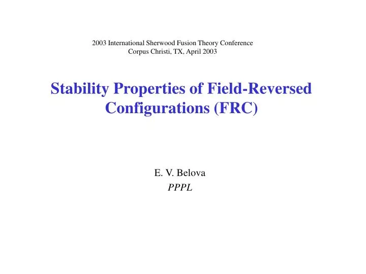 stability properties of field reversed configurations frc