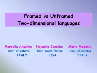 Framed vs Unframed Two-dimensional languages