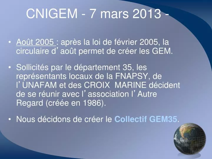 cnigem 7 mars 2013