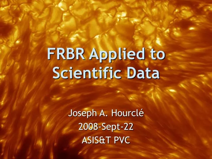 frbr applied to scientific data