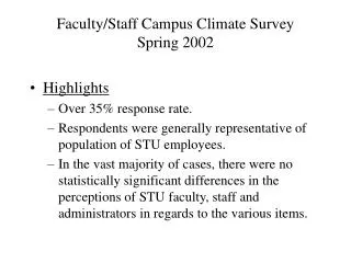 Faculty/Staff Campus Climate Survey Spring 2002