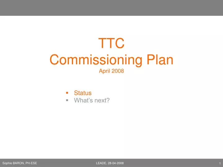 ttc commissioning plan april 2008