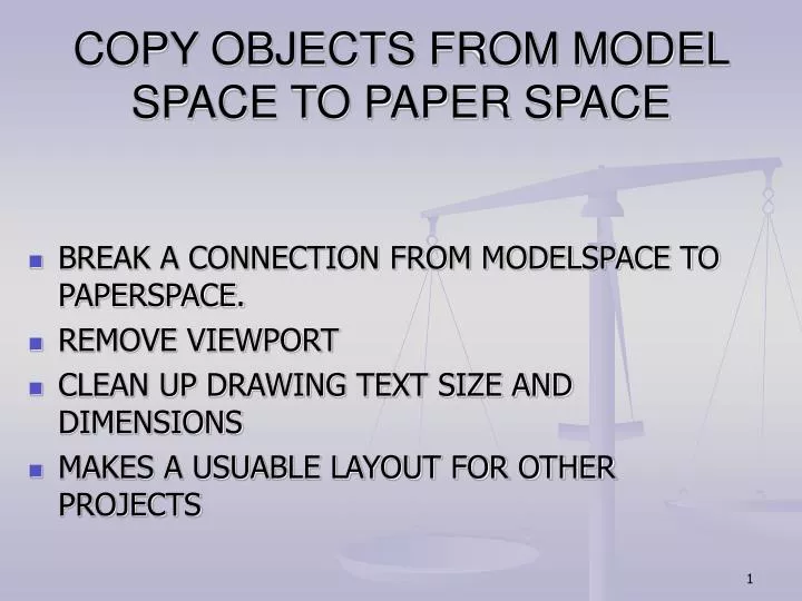 copy objects from model space to paper space