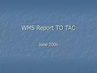 WMS Report TO TAC