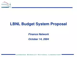LBNL Budget System Proposal