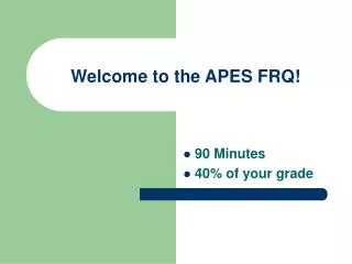 Welcome to the APES FRQ!