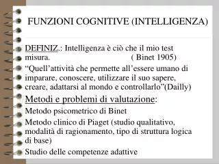 funzioni cognitive intelligenza