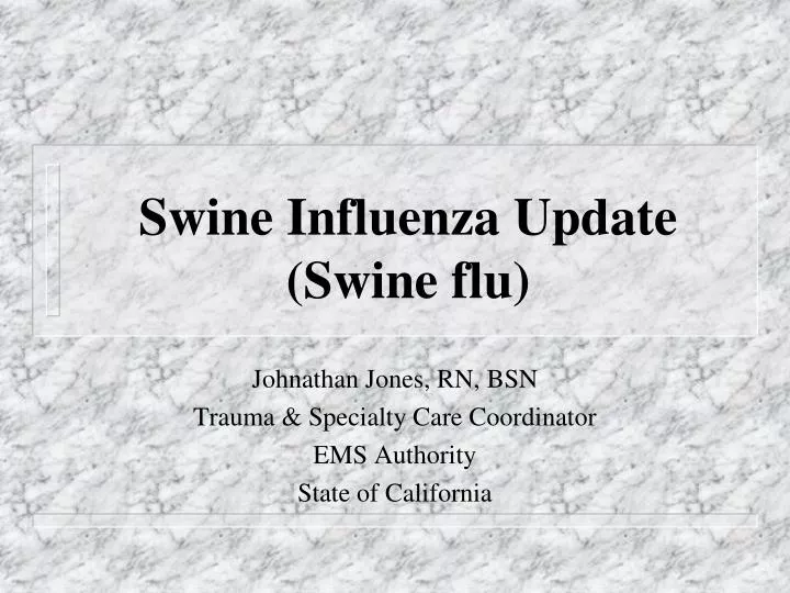 swine influenza update swine flu