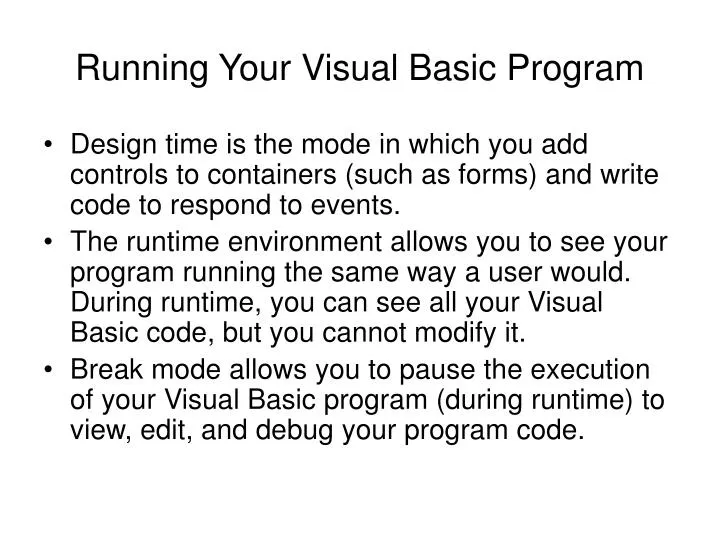 running your visual basic program