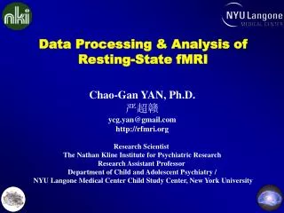 Data Processing &amp; Analysis of Resting-State fMRI