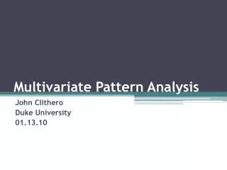 Multivariate Pattern Analysis
