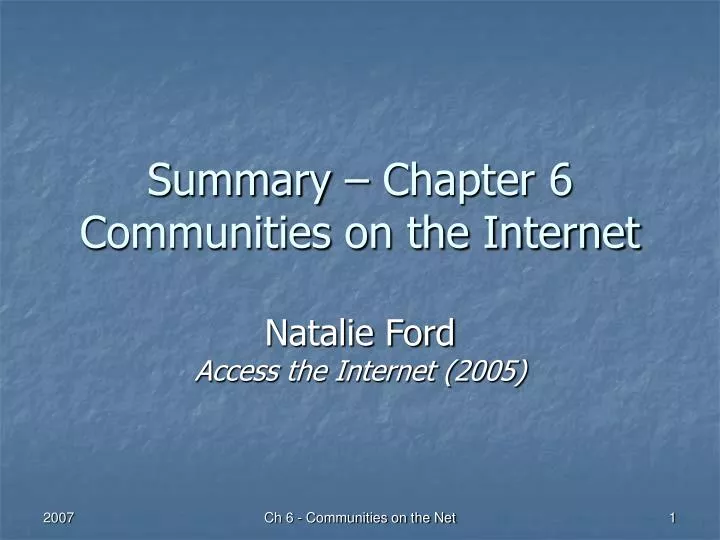 summary chapter 6 communities on the internet