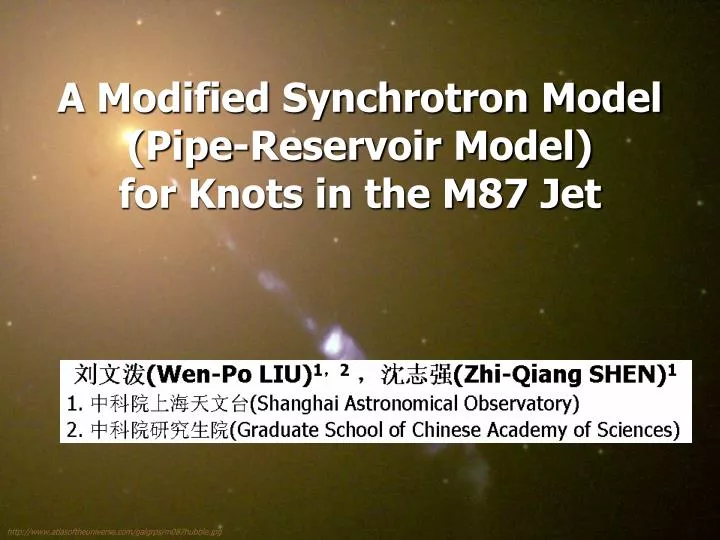 a modified synchrotron model pipe reservoir model for knots in the m87 jet