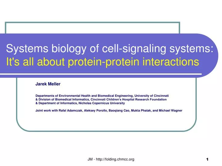systems biology of cell signaling systems it s all about protein protein interactions
