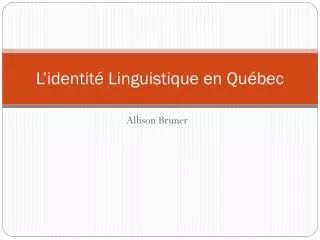 l identit linguistique en qu bec