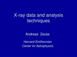X-ray data and analysis techniques