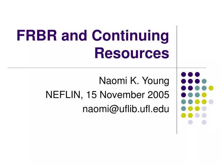 frbr and continuing resources