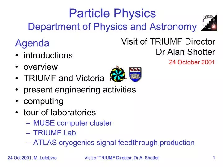 particle physics department of physics and astronomy