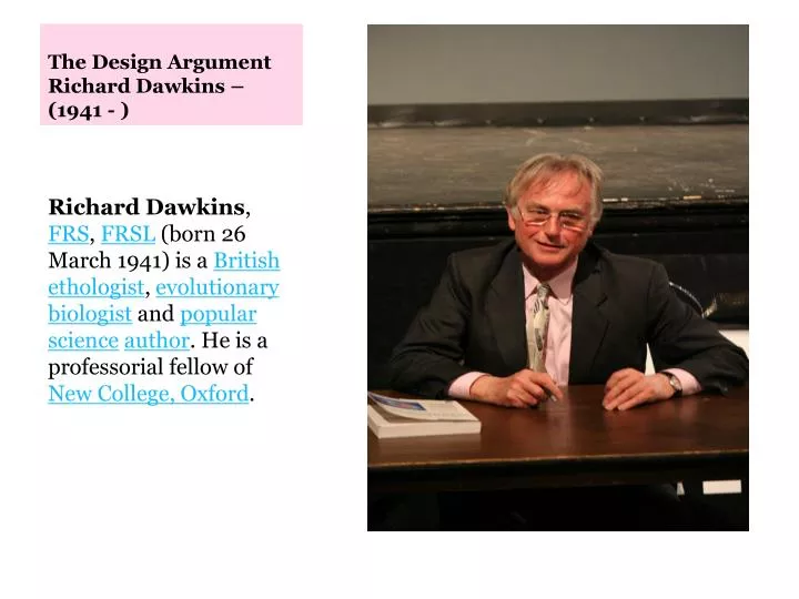 the design argument richard dawkins 1941