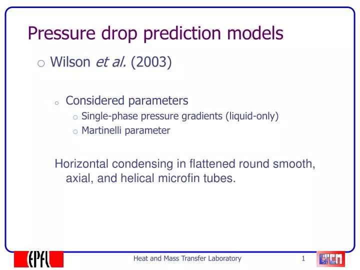 pressure drop prediction models