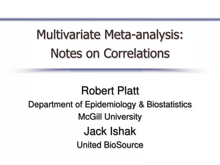 multivariate meta analysis notes on correlations