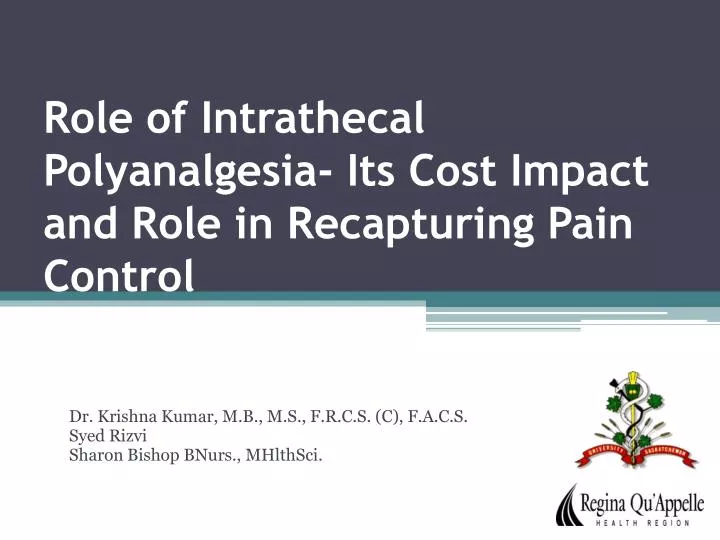 role of intrathecal polyanalgesia its cost impact and role in recapturing pain control
