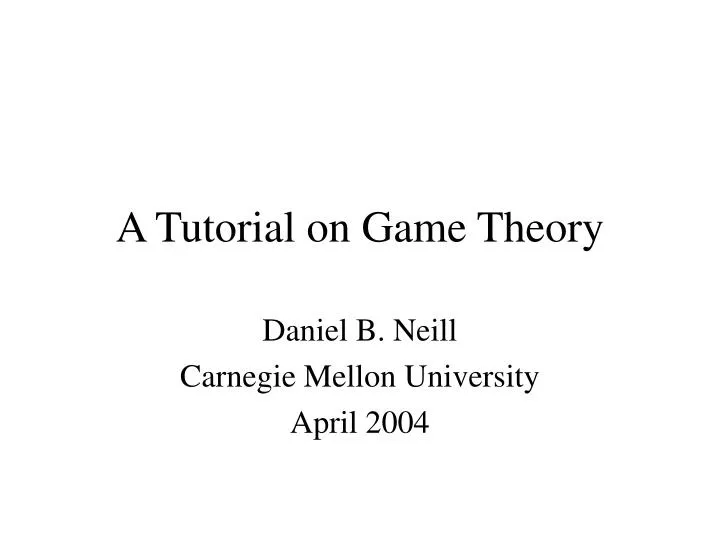 a tutorial on game theory