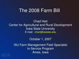 The 2008 Farm Bill