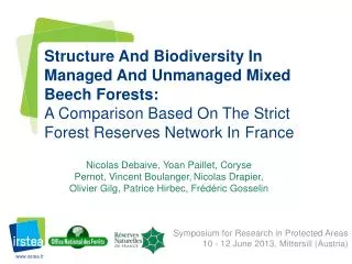 Symposium for Research in Protected Areas 10 - 12 June 2013, Mittersill (Austria)