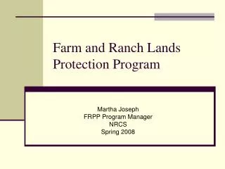 Farm and Ranch Lands Protection Program