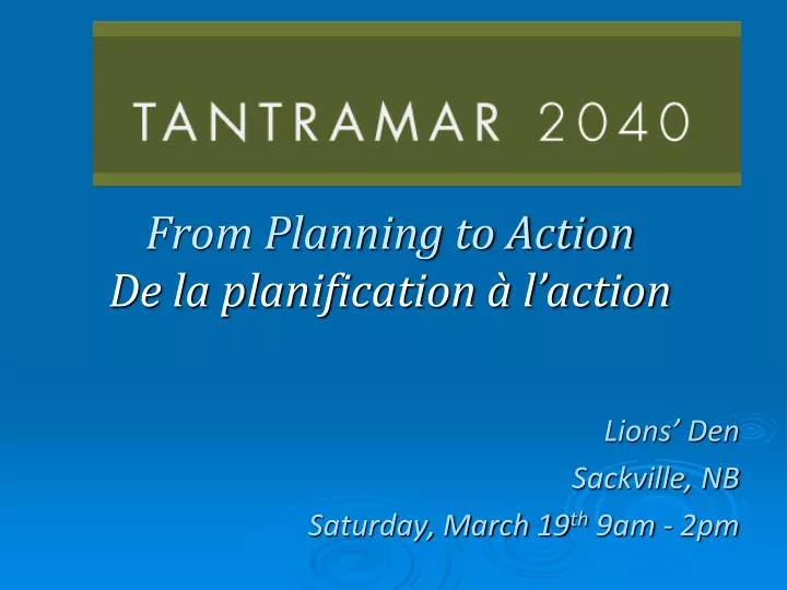 from planning to action de la planification l action