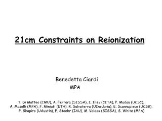 21cm Constraints on Reionization