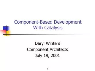 Component-Based Development With Catalysis