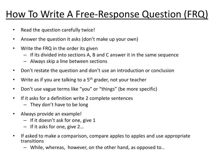 how to write a free response question frq