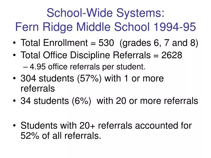 school wide systems fern ridge middle school 1994 95